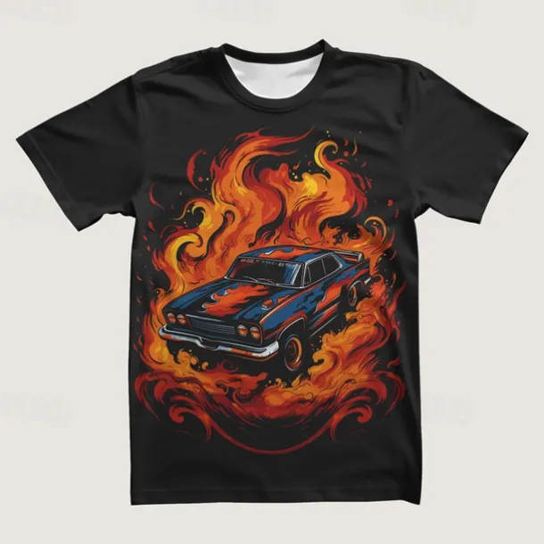 Boys 3D Car Motorcycle Tee Shirts Short Sleeve 3D Print Summer Active Sports Fashion Kids 3-12 Years Crew Neck Outdoor Casual Daily Regular Fit