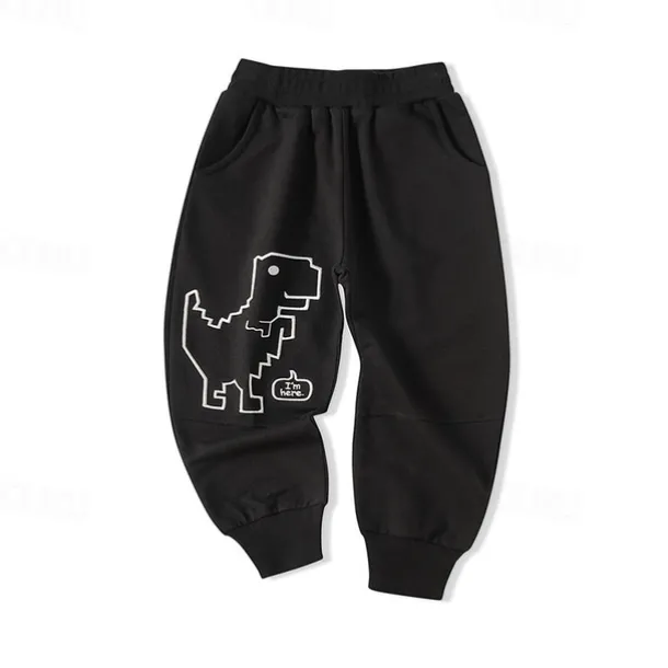 Boys 3D Cartoon Dinosaur Pants Sweatpants Spring Fall Active Basic Kids 4 years+ Outdoor Sport Casual Regular Fit