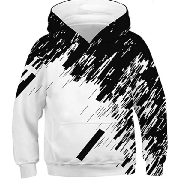 Boys 3D Color Block 3D Print Graffiti Hoodie Long Sleeve 3D Print Active Basic Casual Kids 4-12 Years Sports Outdoor Casual Daily