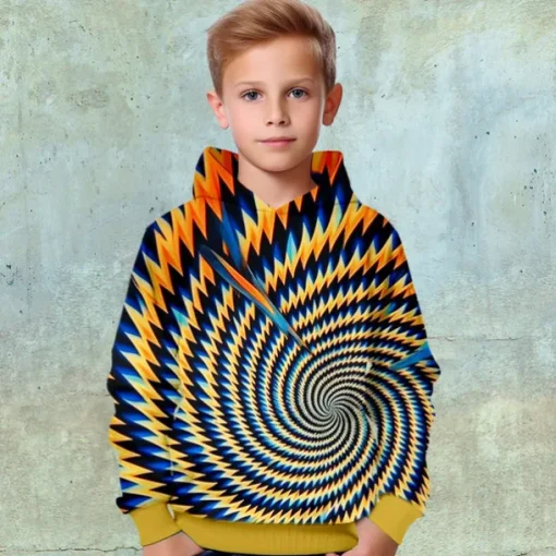 Boys 3D Color Block 3D Print Graffiti Hoodie Long Sleeve 3D Print Active Basic Casual Kids 4-12 Years Sports Outdoor Casual Daily