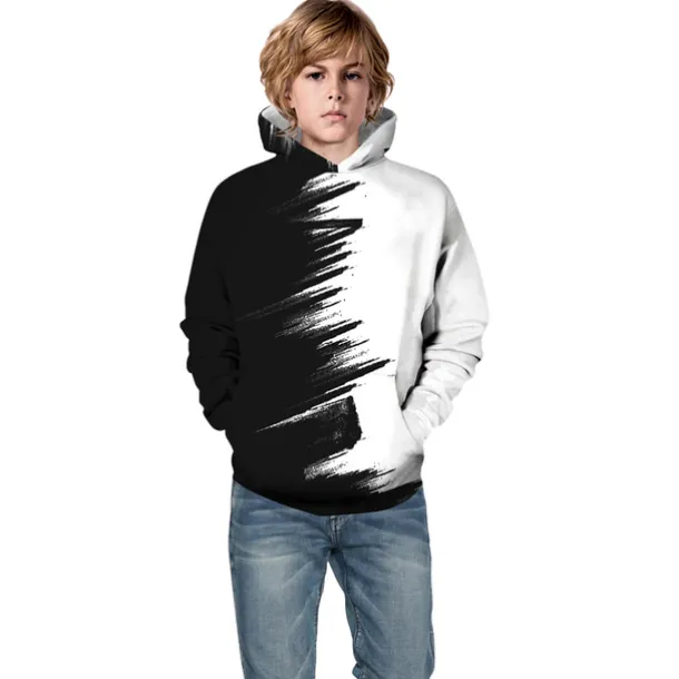 Boys 3D Color Block 3D Print Graffiti Hoodie Long Sleeve 3D Print Active Basic Casual Kids 4-12 Years Sports Outdoor Casual Daily
