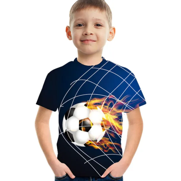 Boys 3D Color Block Football T shirt Short Sleeve 3D Print Summer Active Cute Streetwear Polyester Rayon Kids 3-12 Years School Outdoor Daily