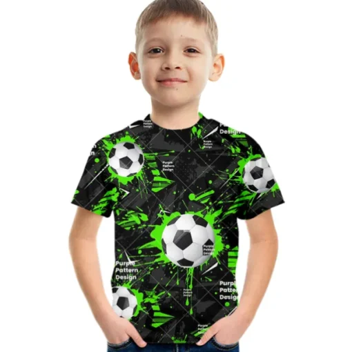 Boys 3D Color Block Football T shirt Short Sleeve 3D Print Summer Active Cute Streetwear Polyester Rayon Kids 3-12 Years School Outdoor Daily