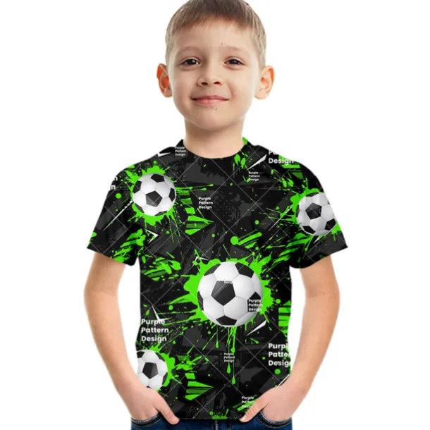 Boys 3D Color Block Football T shirt Short Sleeve 3D Print Summer Active Cute Streetwear Polyester Rayon Kids 3-12 Years School Outdoor Daily