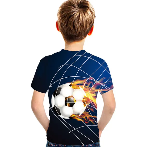 Boys 3D Color Block Football T shirt Short Sleeve 3D Print Summer Active Cute Streetwear Polyester Rayon Kids 3-12 Years School Outdoor Daily