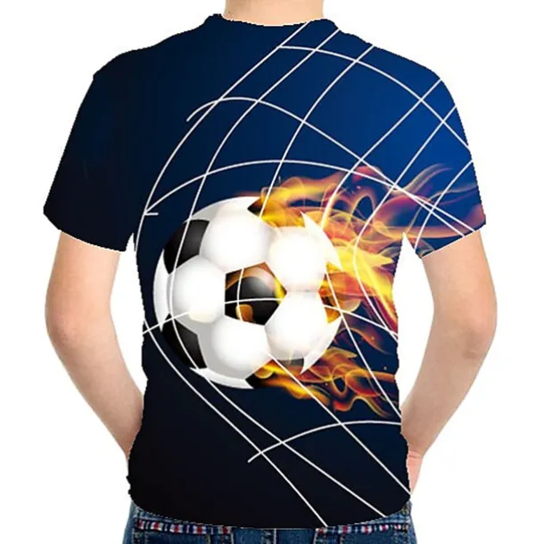 Boys 3D Color Block Football T shirt Short Sleeve 3D Print Summer Active Cute Streetwear Polyester Rayon Kids 3-12 Years School Outdoor Daily