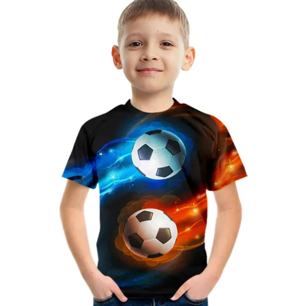 Boys 3D Color Block Football T shirt Short Sleeve 3D Print Summer Active Cute Streetwear Polyester Rayon Kids 3-12 Years School Outdoor Daily