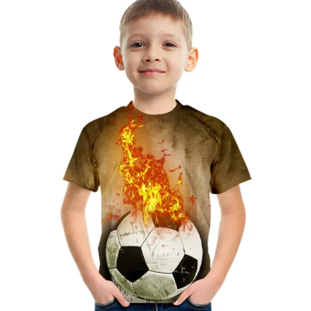 Boys 3D Color Block Football T shirt Short Sleeve 3D Print Summer Active Cute Streetwear Polyester Rayon Kids 3-12 Years School Outdoor Daily