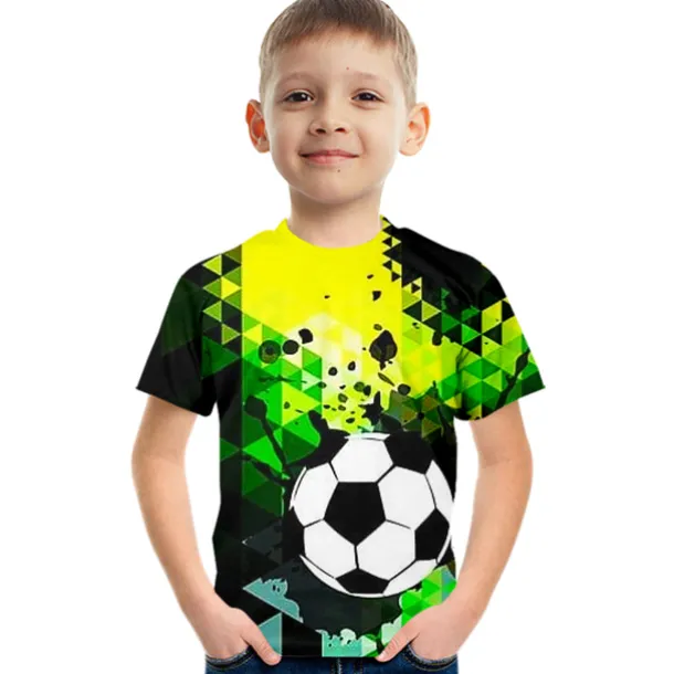 Boys 3D Color Block Football T shirt Short Sleeve 3D Print Summer Active Cute Streetwear Polyester Rayon Kids 3-12 Years School Outdoor Daily