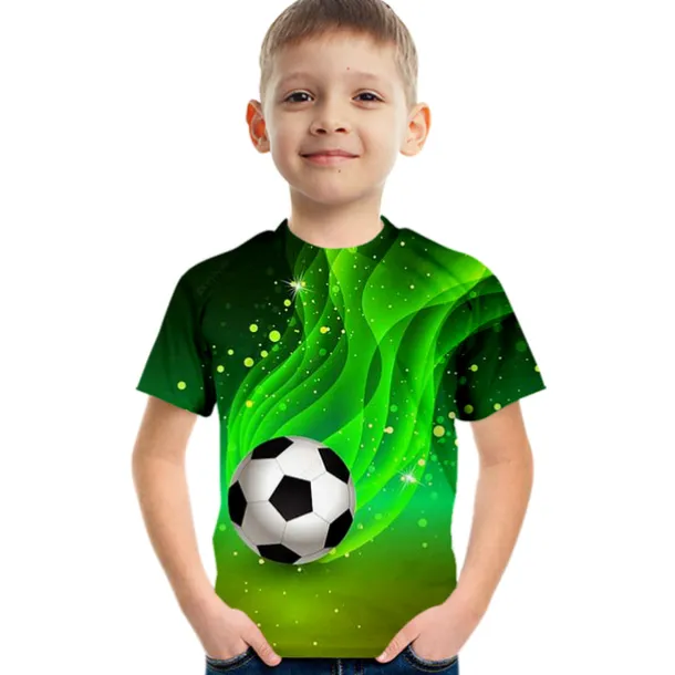Boys 3D Color Block Football T shirt Short Sleeve 3D Print Summer Active Cute Streetwear Polyester Rayon Kids 3-12 Years School Outdoor Daily