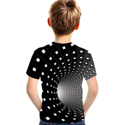Boys 3D Color Block Optical Illusion T shirt Short Sleeve 3D Print Summer Active Sports Streetwear Polyester Rayon Kids 2-13 Years Outdoor Daily