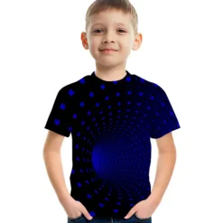 Boys 3D Color Block Optical Illusion T shirt Short Sleeve 3D Print Summer Active Sports Streetwear Polyester Rayon Kids 2-13 Years Outdoor Daily