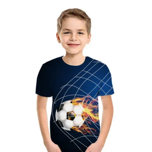 Boys 3D Football T shirt Short Sleeve 3D Print Summer Active Streetwear Polyester Kids 3-12 Years Outdoor Daily