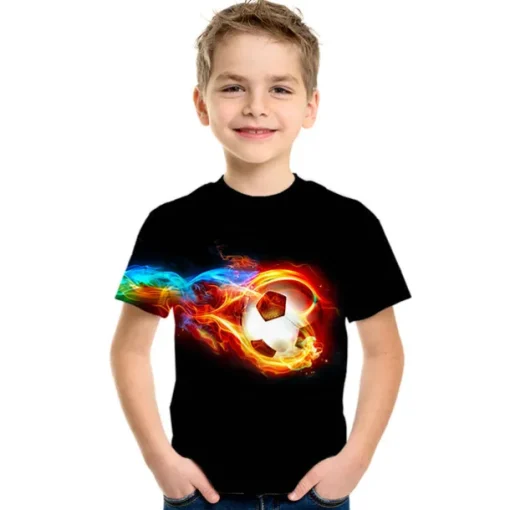 Boys 3D Football T shirt Short Sleeve 3D Print Summer Active Streetwear Polyester Kids 3-12 Years Outdoor Daily
