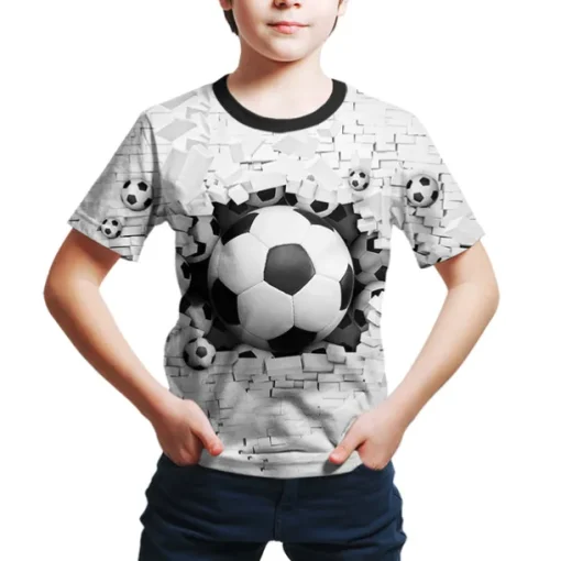 Boys 3D Football T shirt Short Sleeve 3D Print Summer Active Streetwear Polyester Kids 3-12 Years Outdoor Daily