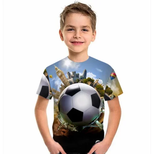 Boys 3D Football T shirt Short Sleeve 3D Print Summer Active Streetwear Polyester Kids 3-12 Years Outdoor Daily
