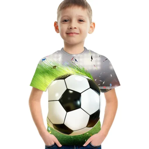 Boys 3D Football T shirt Short Sleeve 3D Print Summer Active Streetwear Polyester Kids 3-12 Years Outdoor Daily
