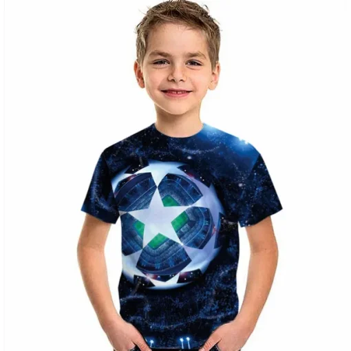 Boys 3D Football T shirt Short Sleeve 3D Print Summer Active Streetwear Polyester Kids 3-12 Years Outdoor Daily
