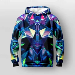 Boys 3D Geometric Hoodie Pullover Long Sleeve 3D Print Spring Fall Fashion Streetwear Cool Kids 3-12 Years Hooded Outdoor Casual Daily Regular Fit
