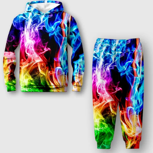 Boys 3D Gradient Ramp Hoodie & Sweatpants Set Hoodie Set Clothing Set Long Sleeve Spring Fall Sports Fashion Cool Kids 3-12 Years Outdoor Vacation Street Regular Fit