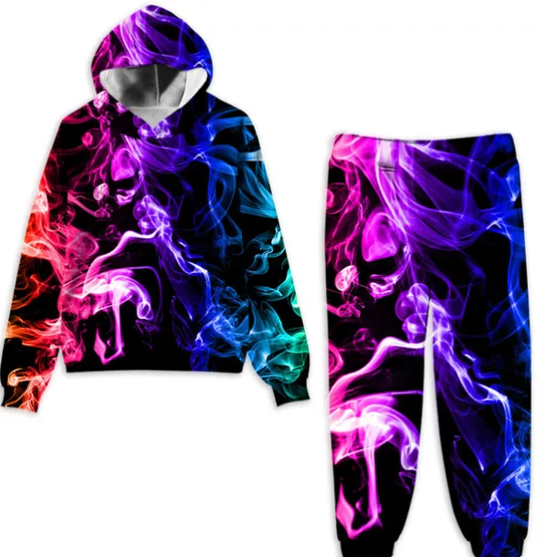 Boys 3D Gradient Ramp Hoodie & Sweatpants Set Hoodie Set Clothing Set Long Sleeve Spring Fall Sports Fashion Cool Kids 3-12 Years Outdoor Vacation Street Regular Fit