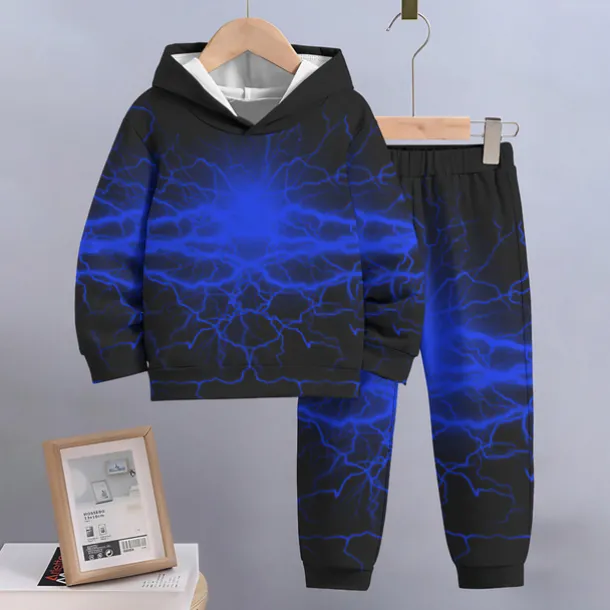 Boys 3D Gradient Ramp Hoodie & Sweatpants Set Hoodie Set Clothing Set Long Sleeve Spring Fall Sports Fashion Cool Kids 3-12 Years Outdoor Vacation Street Regular Fit