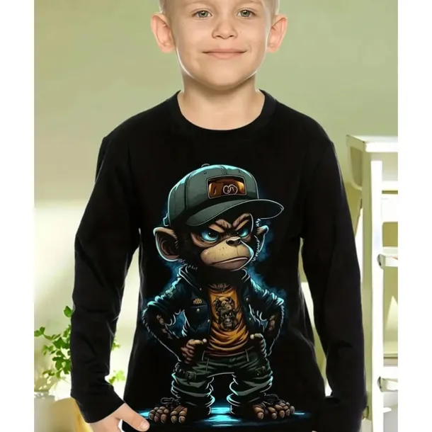 Boys 3D Graphic Animal Cartoon T shirt Tee Long Sleeve Spring Fall Fashion Basic Kids 4-12 Years Crew Neck Outdoor Casual Daily Regular Fit