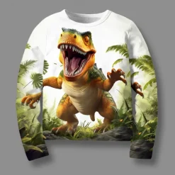 Boys 3D Graphic Animal Dinosaur T shirt Tee Long Sleeve 3D Print Summer Spring Fall Sports Fashion Streetwear Kids 3-12 Years Outdoor Casual Daily Regular Fit
