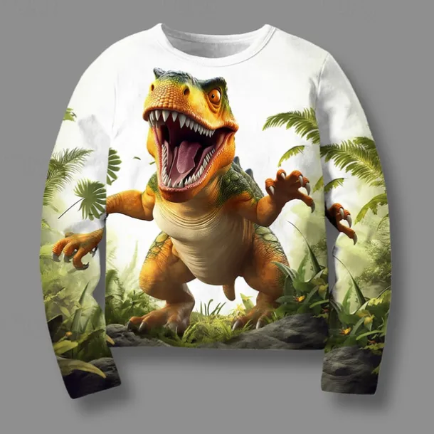 Boys 3D Graphic Animal Dinosaur T shirt Tee Long Sleeve 3D Print Summer Spring Fall Sports Fashion Streetwear Kids 3-12 Years Outdoor Casual Daily Regular Fit