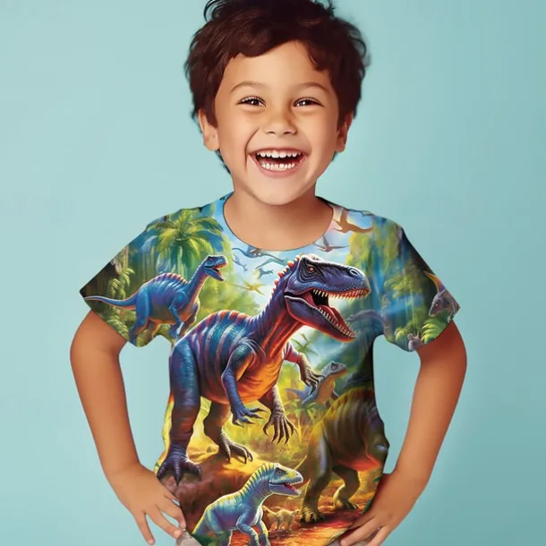 Boys' 3D Graphic Animal Dinosaur T shirt Tee Short Sleeve 3D Print Summer Spring Active Sports Fashion Kids 3-12 Years Outdoor Casual Daily Regular Fit