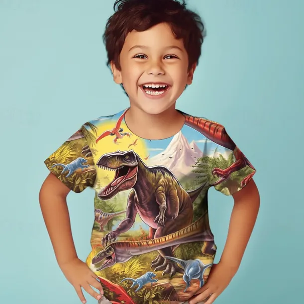 Boys' 3D Graphic Animal Dinosaur T shirt Tee Short Sleeve 3D Print Summer Spring Active Sports Fashion Kids 3-12 Years Outdoor Casual Daily Regular Fit