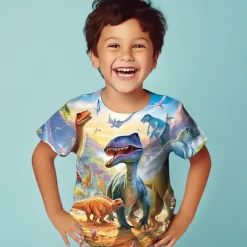 Boys' 3D Graphic Animal Dinosaur T shirt Tee Short Sleeve 3D Print Summer Spring Active Sports Fashion Kids 3-12 Years Outdoor Casual Daily Regular Fit
