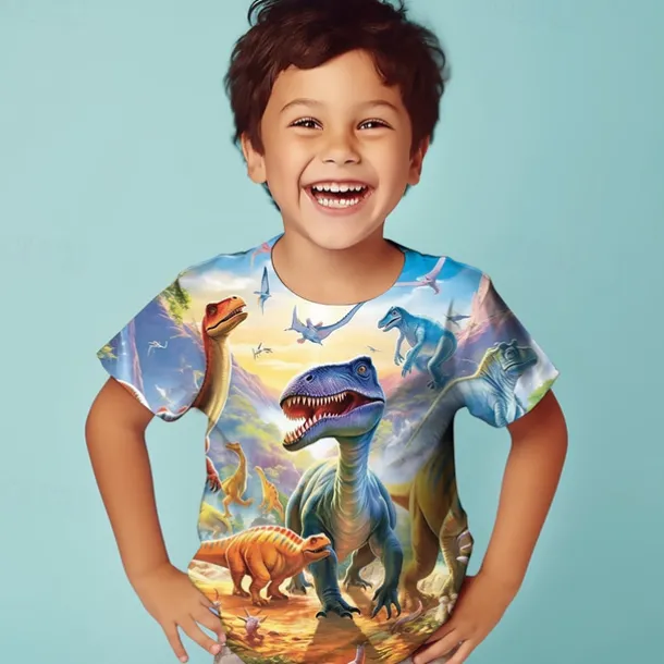 Boys' 3D Graphic Animal Dinosaur T shirt Tee Short Sleeve 3D Print Summer Spring Active Sports Fashion Kids 3-12 Years Outdoor Casual Daily Regular Fit