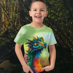 Boys 3D Graphic Animal Dinosaur T shirt Short Sleeve 3D Print Summer Spring Active Sports Fashion Kids 3-12 Years Outdoor Casual Daily Regular Fit