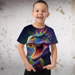 Boys 3D Graphic Animal Dinosaur T shirt Short Sleeve 3D Print Summer Spring Active Sports Fashion Kids 3-12 Years Outdoor Casual Daily Regular Fit