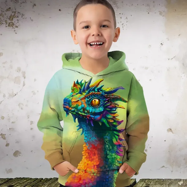 Boys 3D Graphic Animal Dinosaur Hoodie Long Sleeve 3D Print Summer Spring Fall Fashion Streetwear Cool Polyester Kids 3-12 Years Outdoor Casual Daily Regular Fit