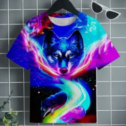 Boys 3D Graphic Animal Wolf T shirt Tee Short Sleeve 3D Print Summer Spring Active Sports Fashion Kids 3-12 Years Outdoor Casual Daily Regular Fit