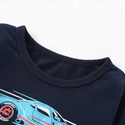 Boys 3D Graphic Car Tee Long Sleeve Spring Fall Fashion Basic Little Kids(4-7ys) 4-7 Years Crew Neck Outdoor Casual Daily Regular Fit