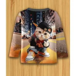 Boys 3D Graphic Cat T shirt Tee Long Sleeve Spring Fall Fashion Basic Kids 4-12 Years Crew Neck Outdoor Casual Daily Regular Fit