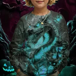 Boys 3D Graphic Dragon T shirt Tee Long Sleeve Spring Fall Fashion Basic Kids 4-12 Years Crew Neck Outdoor Casual Daily Regular Fit