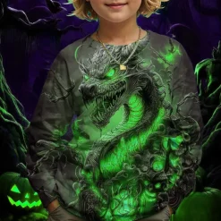 Boys 3D Graphic Dragon T shirt Tee Long Sleeve Spring Fall Fashion Basic Kids 4-12 Years Crew Neck Outdoor Casual Daily Regular Fit