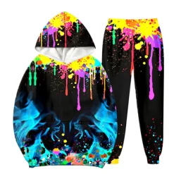 Boys 3D Graphic Galaxy Hoodie & Sweatpants Set Clothing Set Long Sleeve Spring Fall Winter Sports Fashion Daily Kids 3-12 Years Outdoor Vacation Street Regular Fit