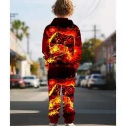 Boys 3D Graphic Game Hoodie & Sweatpants Set Sports Suit Tracksuits Long Sleeve Spring Fall Daily Basic Casual Kids 4-12 Years Hooded Outdoor Vacation Sports Tailored Fit
