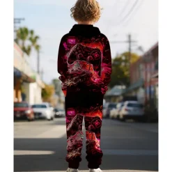 Boys 3D Graphic Game Hoodie & Sweatpants Set Sports Suit Tracksuits Long Sleeve Spring Fall Daily Basic Casual Kids 4-12 Years Hooded Outdoor Vacation Sports Tailored Fit