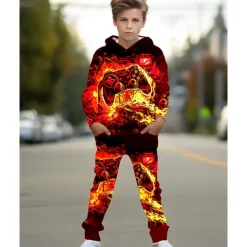 Boys 3D Graphic Game Hoodie & Sweatpants Set Sports Suit Tracksuits Long Sleeve Spring Fall Daily Basic Casual Kids 4-12 Years Hooded Outdoor Vacation Sports Tailored Fit