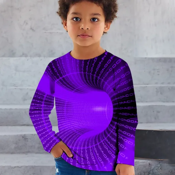 Boys 3D Graphic Optical Illusion T shirt Tee Long Sleeve 3D Print Summer Spring Fall Sports Fashion Streetwear Kids 3-12 Years Outdoor Casual Daily Regular Fit