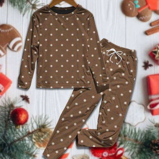 Boys 3D Graphic Snowflake Christmas Pajamas Pajama Sets Tee & Pants Pajama Sets Long Sleeve 3D Print Fall Winter Active Basic Kids 4 years+ Crew Neck Home Daily Regular Fit