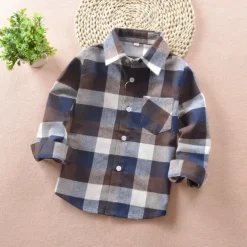 Boys 3D Plaid Shirts Long Sleeve Fall Fashion Casual Kids 3-12 Years School Going out Casual Daily Regular Fit