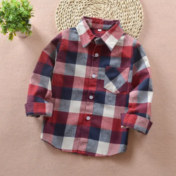 Boys 3D Plaid Shirts Long Sleeve Fall Fashion Casual Kids 3-12 Years School Going out Casual Daily Regular Fit