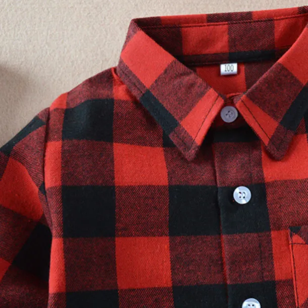 Boys 3D Plaid Shirts Long Sleeve Fall Fashion Casual Kids 3-12 Years School Going out Casual Daily Regular Fit